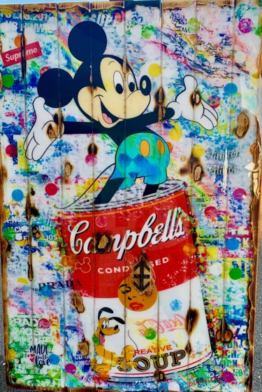 "Mickey Mouse Campbe…" başlıklı Kolaj Adriano Cuencas tarafından, Orijinal sanat, Kolaj