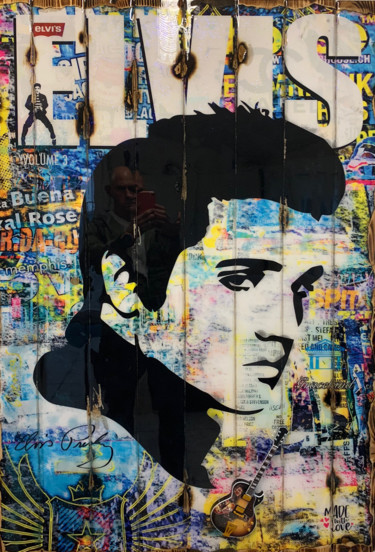 Collages titulada "Elvis Presley 1968" por Adriano Cuencas, Obra de arte original, Collages