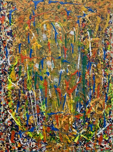 Pintura titulada "Fili di colore" por Adriano Desarlo, Obra de arte original, Acrílico Montado en Bastidor de camilla de mad…