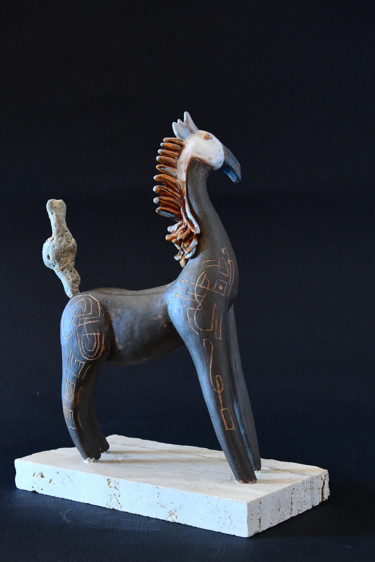 Sculpture titled "Ippogrifo" by Adriano Scenna, Original Artwork, Ceramics