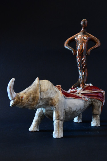 Sculpture titled "Da lontano" by Adriano Scenna, Original Artwork, Ceramics