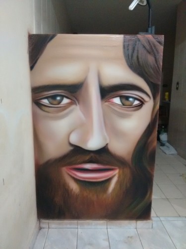 Painting titled "Jesus" by Adriano Viana, Original Artwork, Airbrush