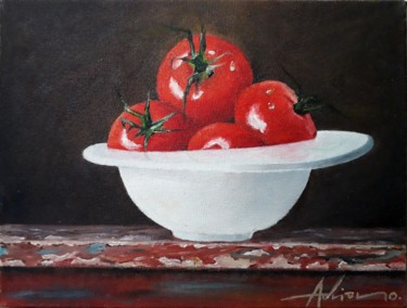 Painting titled "Tomates" by Adriano Felix, Original Artwork, Oil