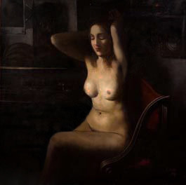 Peinture intitulée "Nudo femminile" par Adriano Gajoni, Œuvre d'art originale, Huile