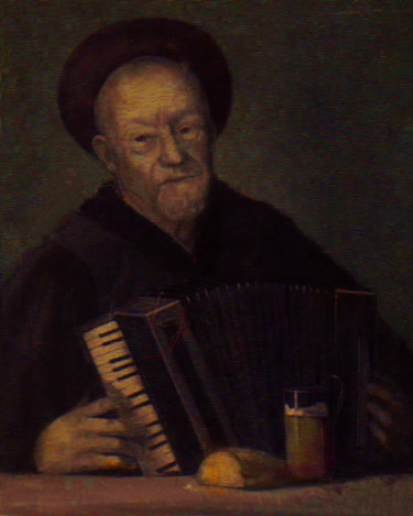 Peinture intitulée "l'accordeoniste" par Adriano Gajoni, Œuvre d'art originale, Huile