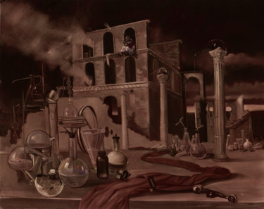 Peinture intitulée "alchimie et sorcière" par Adriano Gajoni, Œuvre d'art originale, Huile