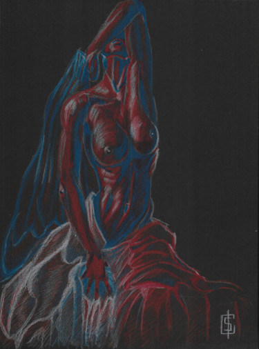 Disegno intitolato "La Marianne en 3 co…" da Adrien Cambien, Opera d'arte originale, Matita