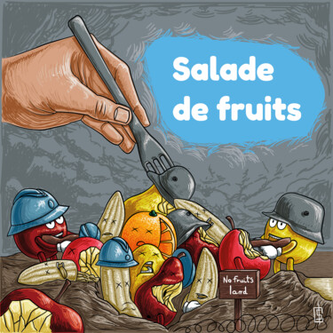 Artes digitais intitulada "Salade de fruits" por Adrien Cambien, Obras de arte originais, Trabalho Digital 2D