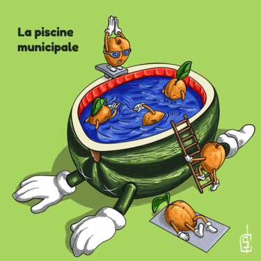 Digital Arts titled "La piscine Municipa…" by Adrien Cambien, Original Artwork, 2D Digital Work