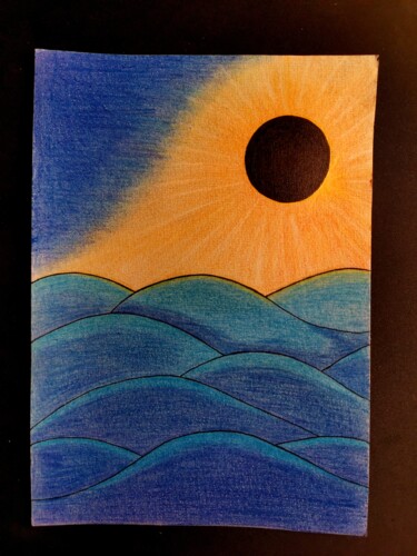 Disegno intitolato "Solar eclipse" da Adrien Ayrton Santana, Opera d'arte originale, Matita