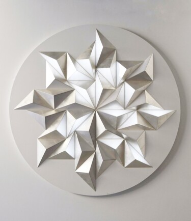 Sculpture titled "SUNSET silver leaf" by Adrien Marcos, Original Artwork, Wood