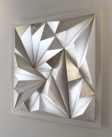 Sculpture titled "MIAMI silver leaf" by Adrien Marcos, Original Artwork, Wood