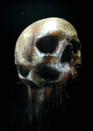 Malerei mit dem Titel "Skull" von Adrien Conrad, Original-Kunstwerk, Acryl