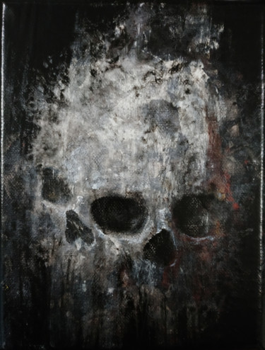 Painting titled "Double Skull" by Adrien Conrad, Original Artwork, Acrylic