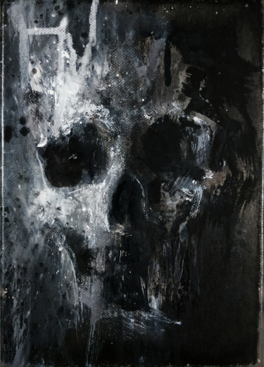 Schilderij getiteld "Smilling Skull" door Adrien Conrad, Origineel Kunstwerk, Acryl