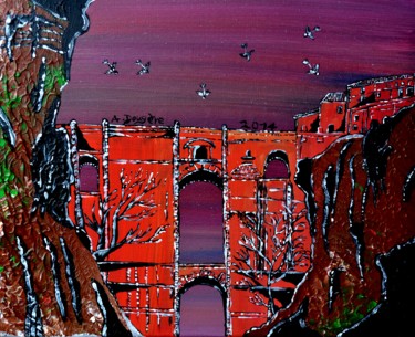 Painting titled "puente-nuevo-ronda-…" by Adrien Dougère-Llorens, Original Artwork, Acrylic