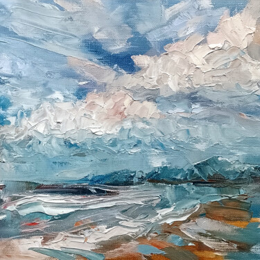 Pintura intitulada "Impasto Seascape Wi…" por Adrienn Pécsek, Obras de arte originais, Óleo
