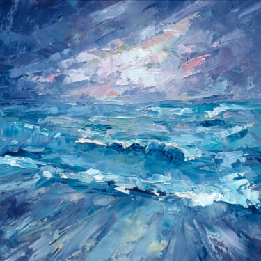 Ζωγραφική με τίτλο "Evening Waves" από Adrienn Pécsek, Αυθεντικά έργα τέχνης, Λάδι