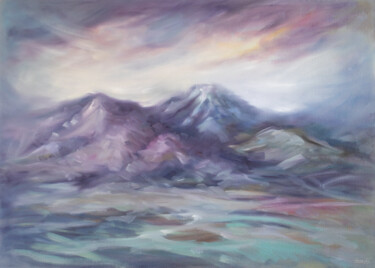 Painting titled "Dreamscape" by Adrienn Pécsek, Original Artwork, Oil Mounted on Wood Stretcher frame