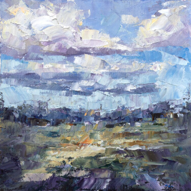 Schilderij getiteld "Spring Clouds" door Adrienn Pécsek, Origineel Kunstwerk, Olie