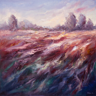 Malerei mit dem Titel "Swirling Horizon In…" von Adrienn Pécsek, Original-Kunstwerk, Öl Auf Keilrahmen aus Holz montiert
