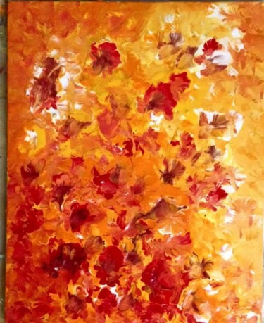 Painting titled "Summer Flowers" by Adrita Biswas, Original Artwork, Acrylic