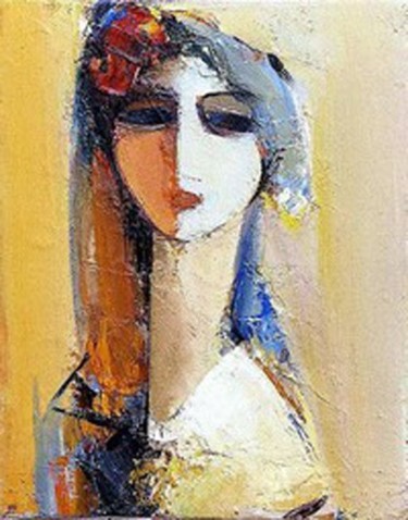 Pintura intitulada "lady yellwo" por Rashmi Soni, Obras de arte originais, Óleo