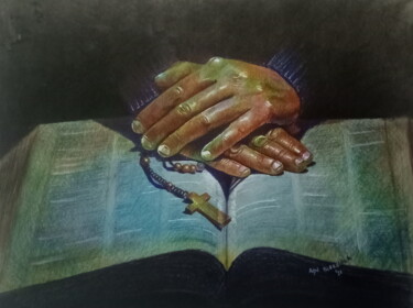 Dibujo titulada "INTERCESSION" por Adu Adeyinka, Obra de arte original, Bolígrafo