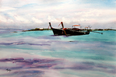 Painting titled "En Thailande" by Adyne Gohy, Original Artwork, Watercolor