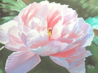 Painting titled "Pivoine" by Adyne Gohy, Original Artwork, Pastel