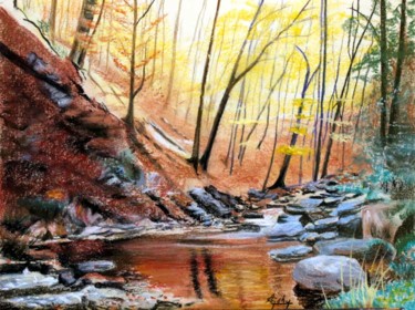 Peinture intitulée "La Vallée de la Höe…" par Adyne Gohy, Œuvre d'art originale, Pastel