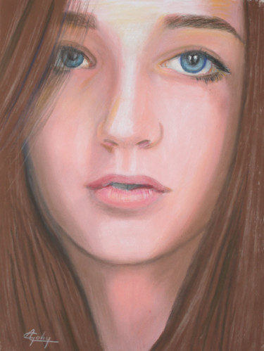 Peinture intitulée "Un selfie de Laurel…" par Adyne Gohy, Œuvre d'art originale, Pastel