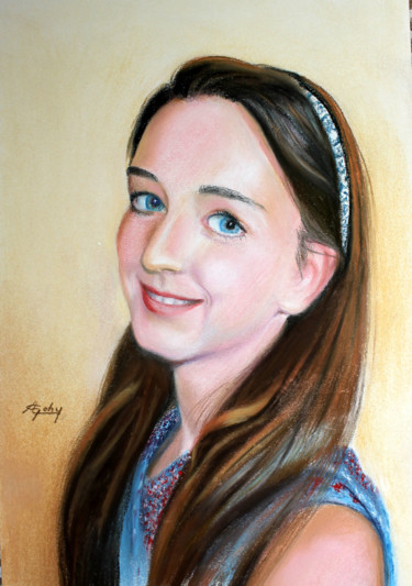 Painting titled "Laureline" by Adyne Gohy, Original Artwork, Pastel