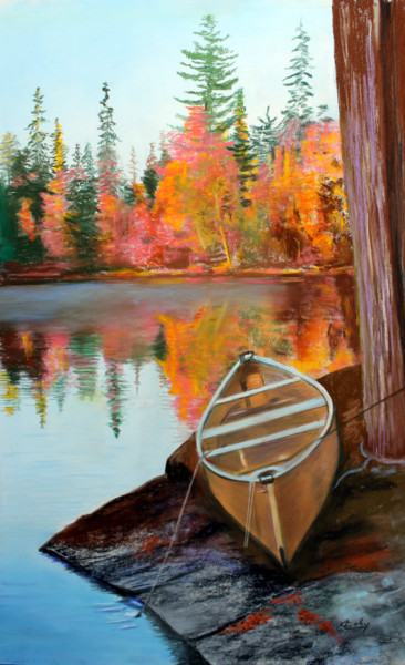 Peinture intitulée "Dans Les Laurentides" par Adyne Gohy, Œuvre d'art originale, Pastel