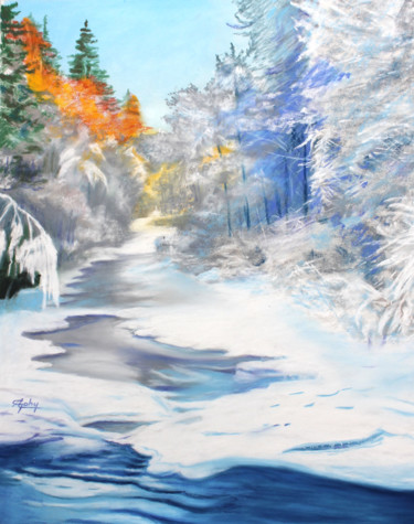 Painting titled "Un bel hiver!" by Adyne Gohy, Original Artwork, Pastel