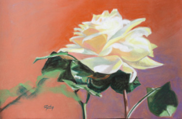 Painting titled "Rose d'octobre en C…" by Adyne Gohy, Original Artwork, Pastel