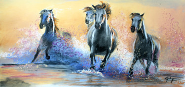 Painting titled "Une autre chevauchée" by Adyne Gohy, Original Artwork, Pastel