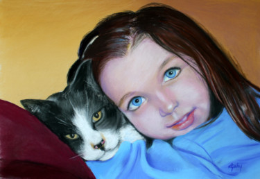 Painting titled "Tout mignon..." by Adyne Gohy, Original Artwork, Pastel