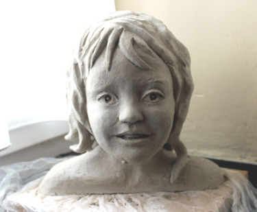 Sculpture titled "En sortant du bain" by Adyne Gohy, Original Artwork, Terra cotta