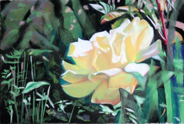 Painting titled "Deux roses" by Adyne Gohy, Original Artwork, Pastel Mounted on Wood Stretcher frame