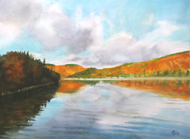 「Au Lac de La Montag…」というタイトルの絵画 Adyne Gohyによって, オリジナルのアートワーク, 水彩画