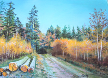 Painting titled "E n forêt Jalhaytoi…" by Adyne Gohy, Original Artwork, Pastel
