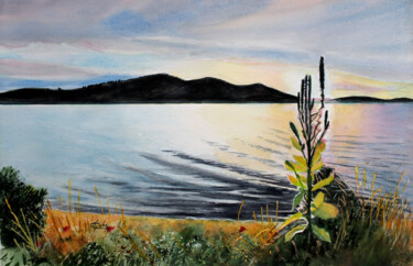 Painting titled "Le Lac des Sables (…" by Adyne Gohy, Original Artwork, Watercolor
