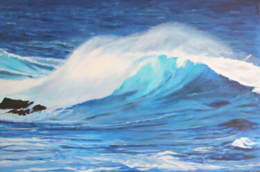 Painting titled "Une vague!" by Adyne Gohy, Original Artwork, Acrylic