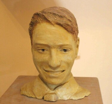 Sculpture titled "Jeune homme" by Adyne Gohy, Original Artwork, Clay