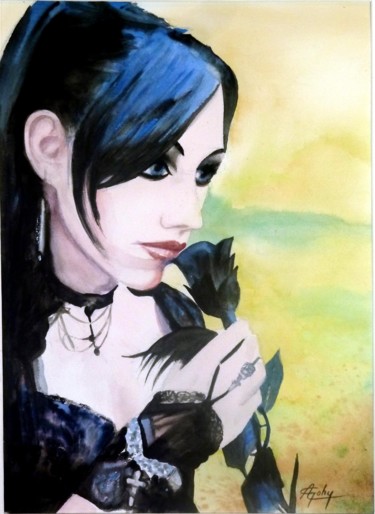 Peinture intitulée "Une jeune Gothique" par Adyne Gohy, Œuvre d'art originale, Huile