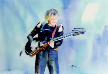 Peinture intitulée "Fabienne en concert" par Adyne Gohy, Œuvre d'art originale, Aquarelle