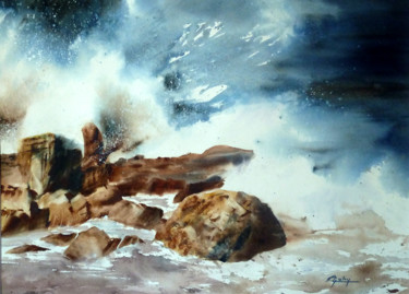 Malerei mit dem Titel "En Bretagne" von Adyne Gohy, Original-Kunstwerk, Aquarell