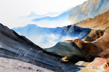 Peinture intitulée "A 2500m d'altitude…" par Adyne Gohy, Œuvre d'art originale, Aquarelle