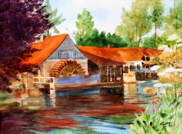 「Le Moulin de Mainte…」というタイトルの絵画 Adyne Gohyによって, オリジナルのアートワーク, 水彩画